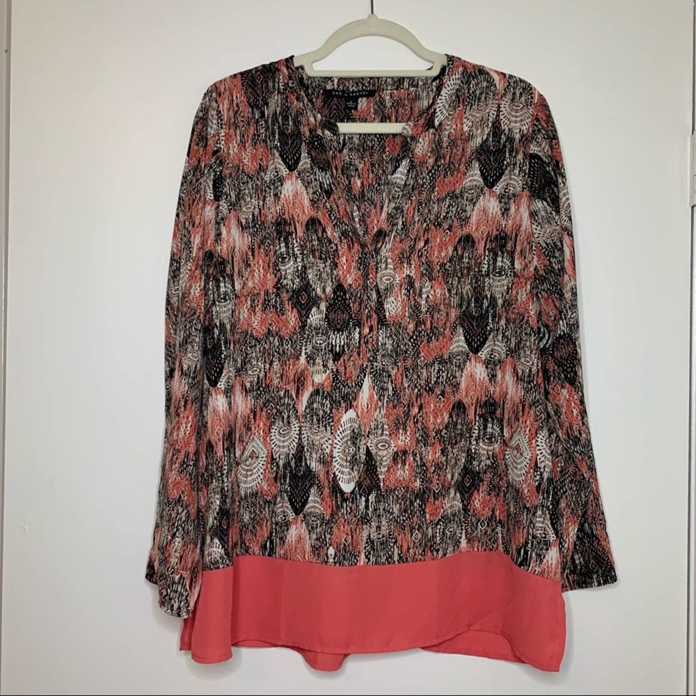 ZAC & RACHEL long sleeve oversized tunic top pink white&black design size Large